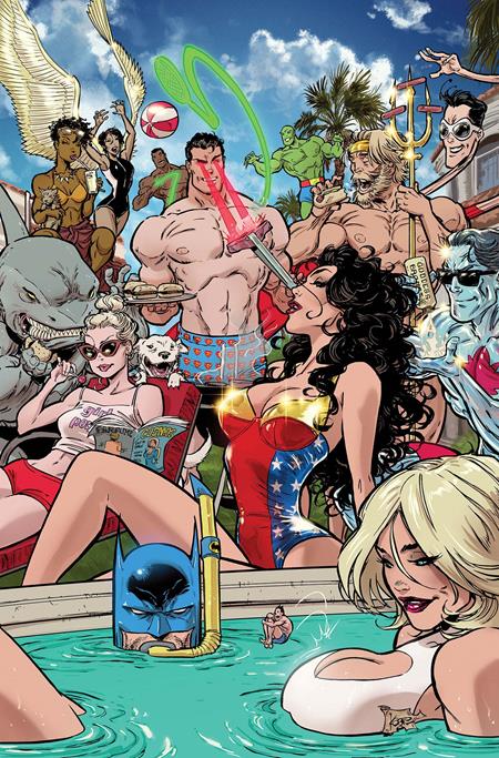 JUSTICE LEAGUE UNLIMITED #21 COVER F KAARE ANDREWS SWIMSUIT CARD STOCK VARIANT