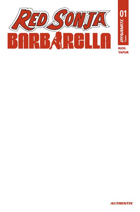 RED SONJA BARBARELLA #1 COVER H BLANK AUTHENTIX VARIANT
