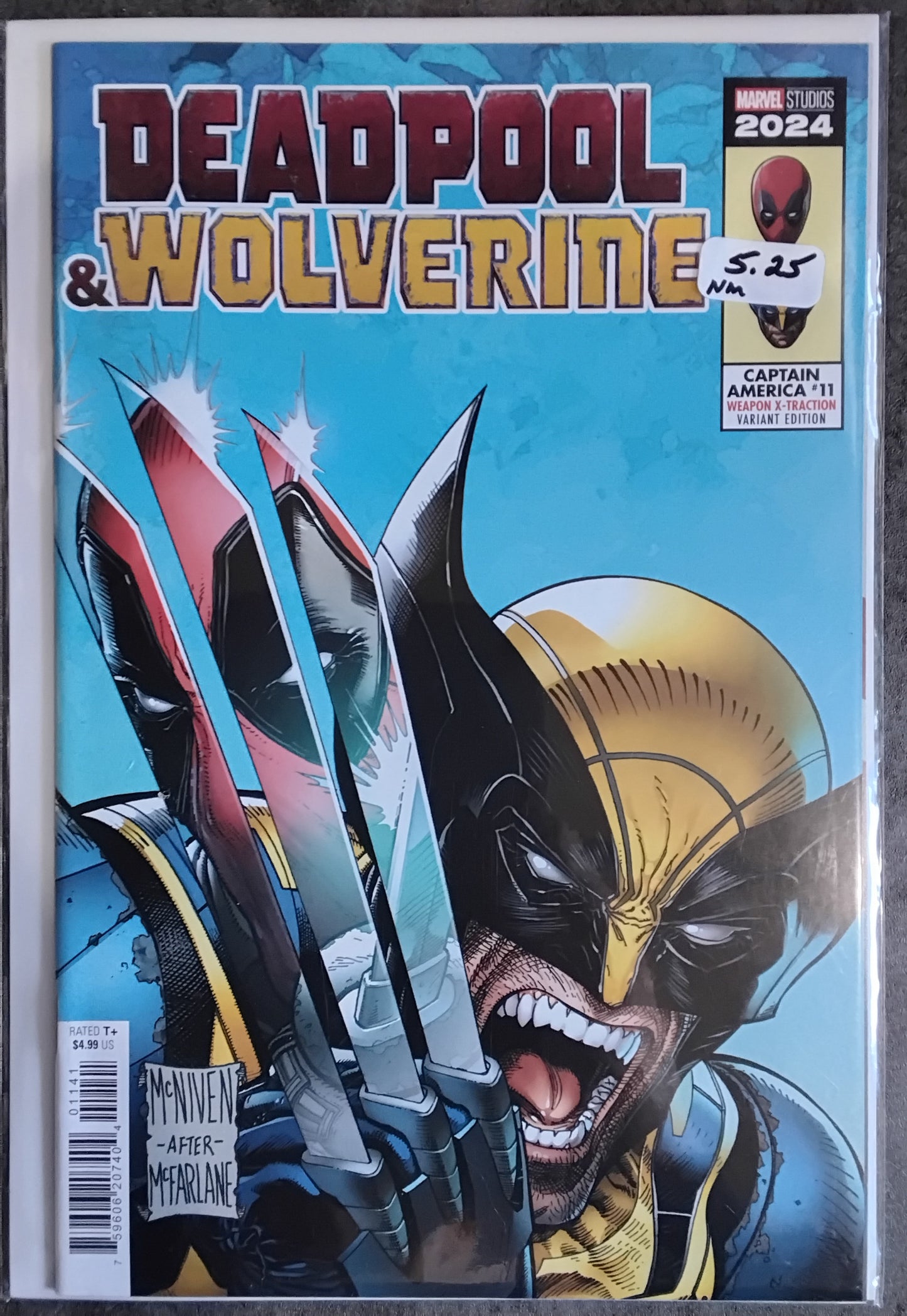 Captain America Vol 11 #11 Steve McNiven Deadpool & Wolverine Weapon X-Traction Variant Cover
