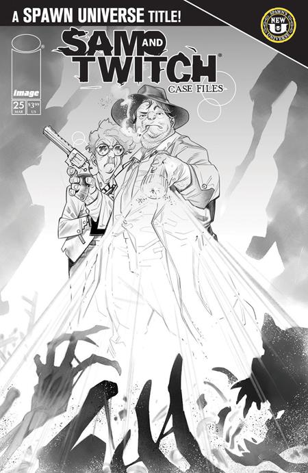 SPAWN SAM AND TWITCH CASE FILES #25 COVER B IG GUARA B&W VARIANT