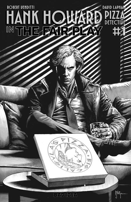 HANK HOWARD PIZZA DETECTIVE THE FAIR PLAY #1 (ONE SHOT) COVER B MICO SUAYAN NOIR BW VARIANT