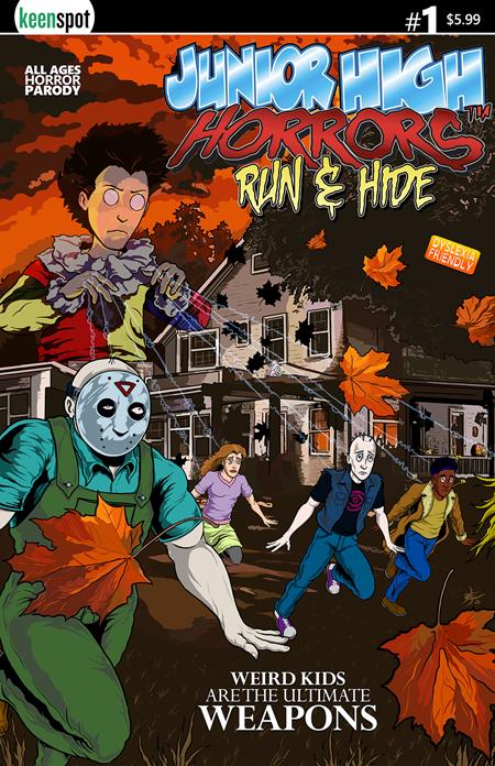 JUNIOR HIGH HORRORS RUN & HIDE #1 (ONE SHOT) COVER A ERIC KENT WEAPONS SPOOF BAGGED WITH TRADING CARD