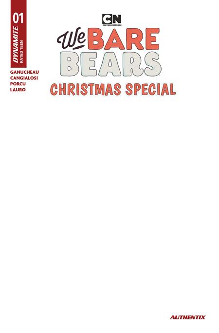 WE BARE BEARS CHRISTMAS SPECIAL #1 (ONE SHOT) COVER E BLANK AUTHENTIX VARIANT