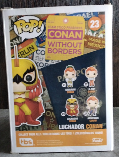 Pop! TBS Team Coco Presents Conan Without Borders Conan O'Brien Luchador Conan #23 GameStop Exclusive