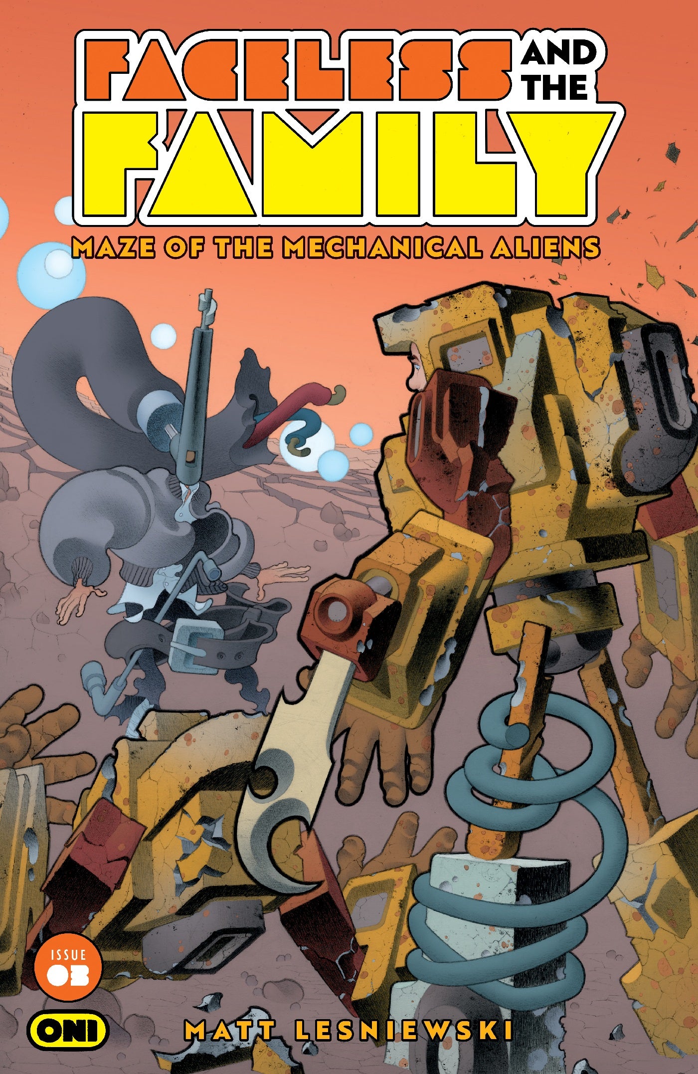 FACELESS AND THE FAMILY MAZE OF THE MECHANICAL ALIENS #3 COVER A MATT LESNIEWSKI