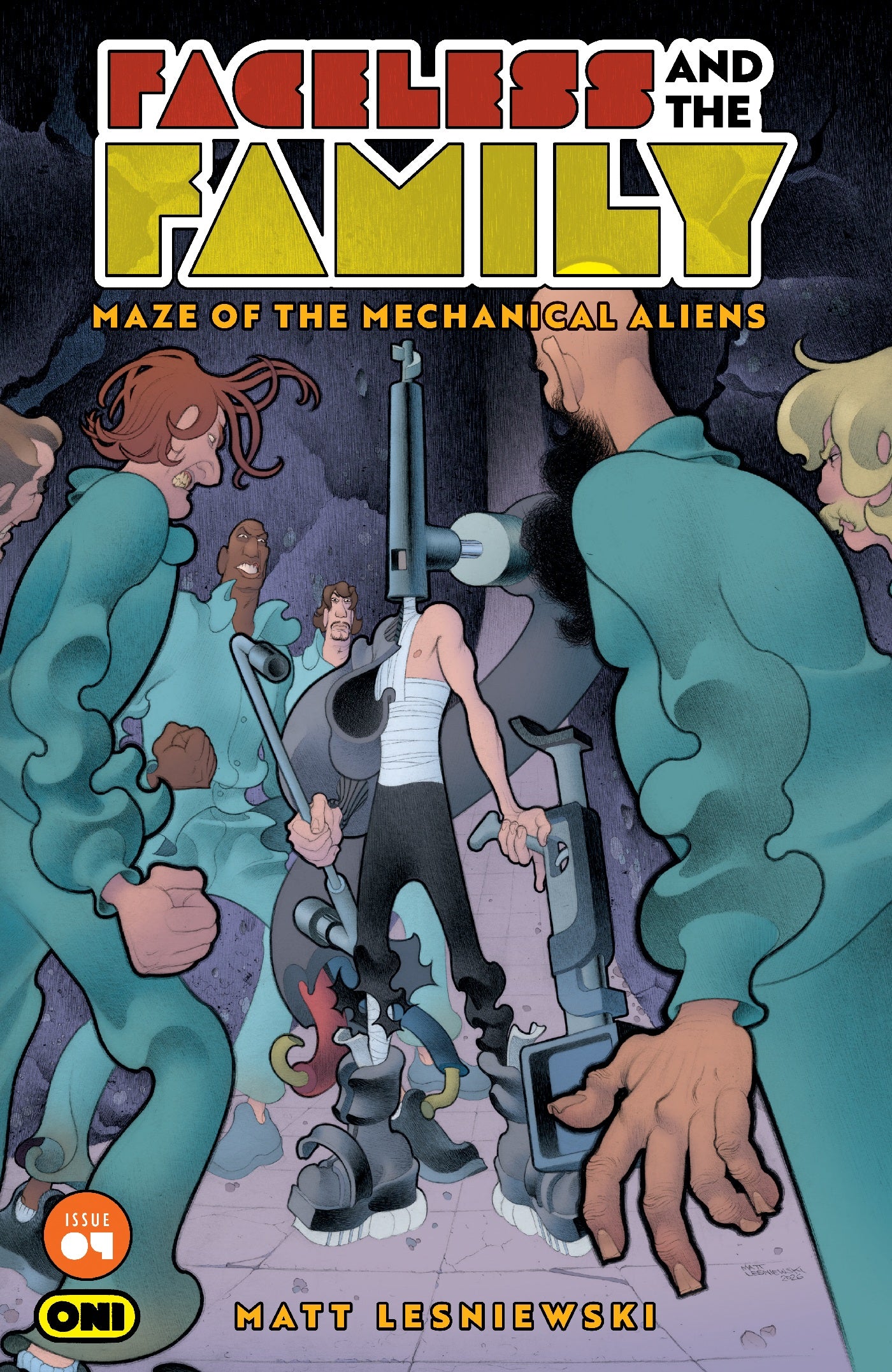 FACELESS AND THE FAMILY MAZE OF THE MECHANICAL ALIENS #4 COVER A MATT LESNIEWSKI