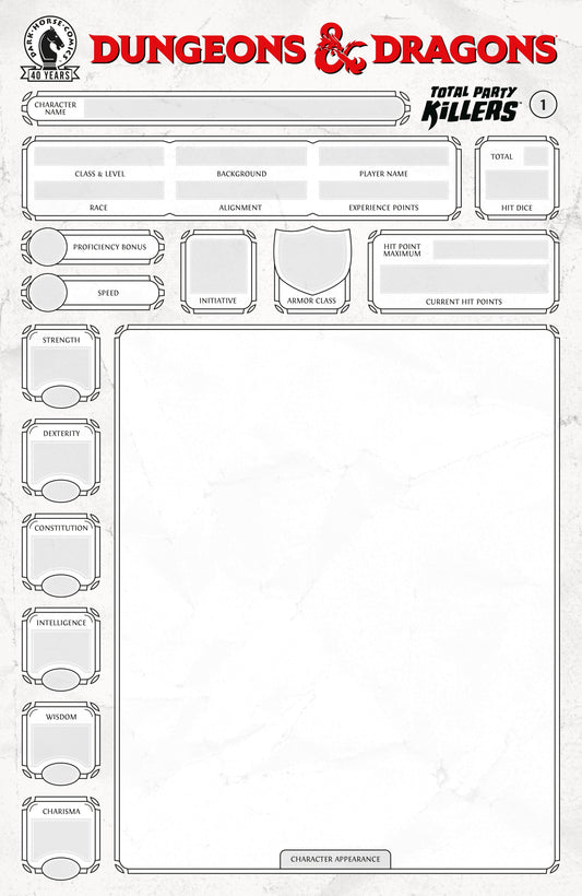 Dungeons & Dragons: Total Party Killers #1 (COVER E) (Blank cover-Character Sheet)