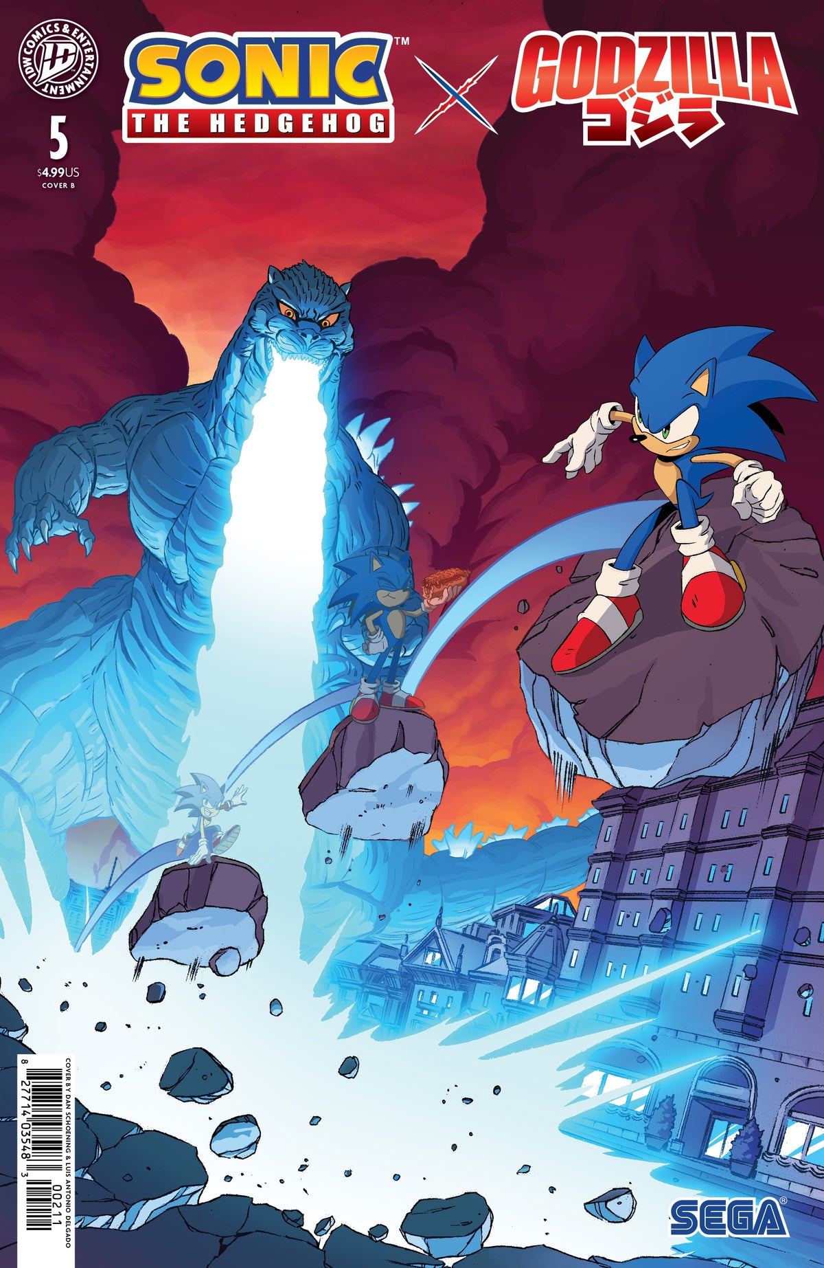Sonic the Hedgehog x Godzilla #5 Variant B (Schoening)