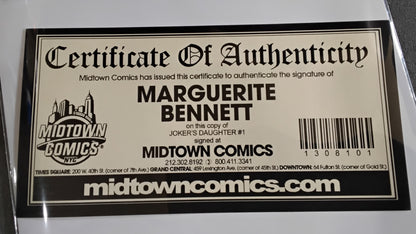 Batman: Joker's Daughter #1 Marguerite Bennett Autograph With Certificate Of Authenticity