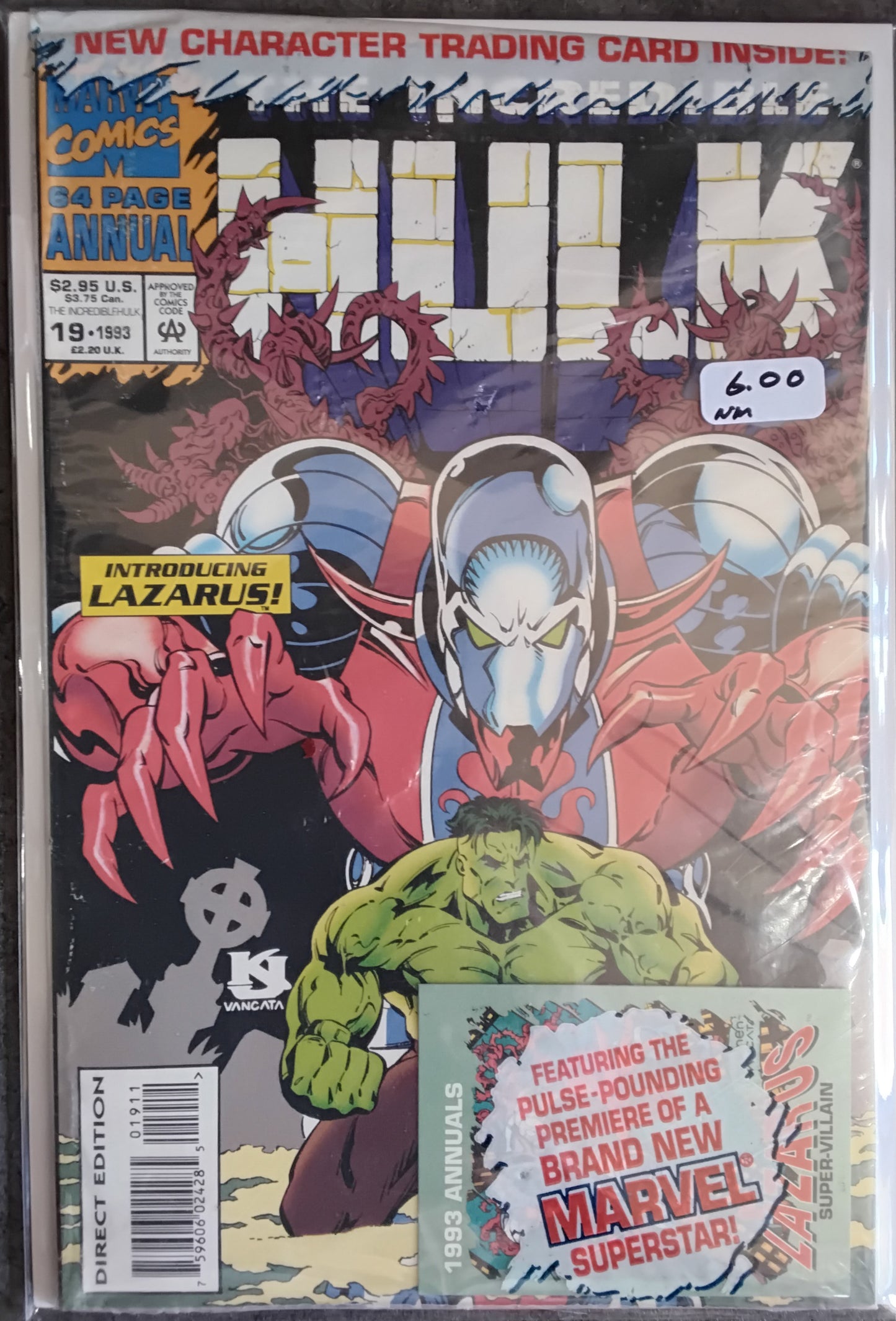 Incredible Hulk Vol 1 Annual #19 (Poly-Bagged) With Lazarus Trading Card