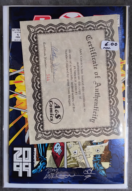 Punisher 2099 #01 Autographed By Tom Morgan With Certificate Of Authenticity